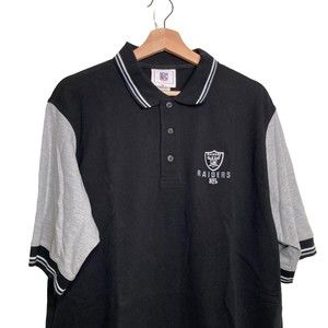 LAS VEGAS RAIDERS NFL Oakland Football Polo Shirt Mens Sz Large Black Gray NWOT